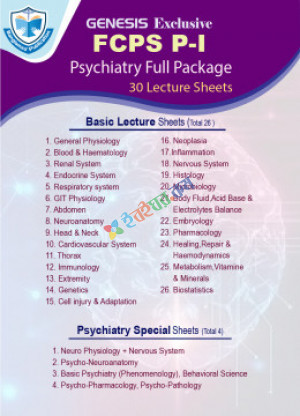Genesis Lecture Sheet FCPS Part-1 Psychiatry Full Package (30 Sheet)